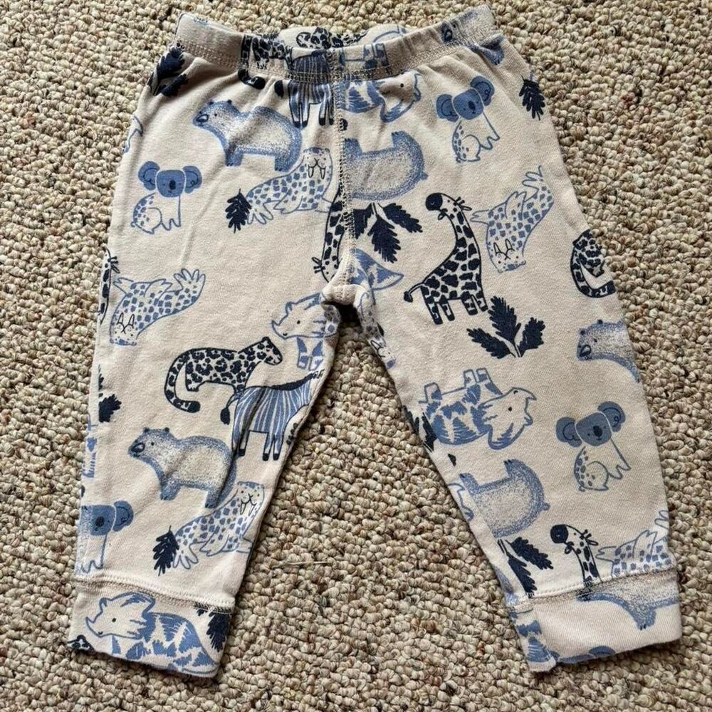Carter's blue and cream animal print baby pants Size: 12 months